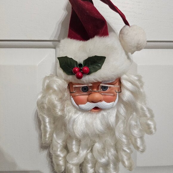 Santa Vintage Christmas Motion Activated Singing Talking Santa Head Door Greeter - Picture 1 of 7